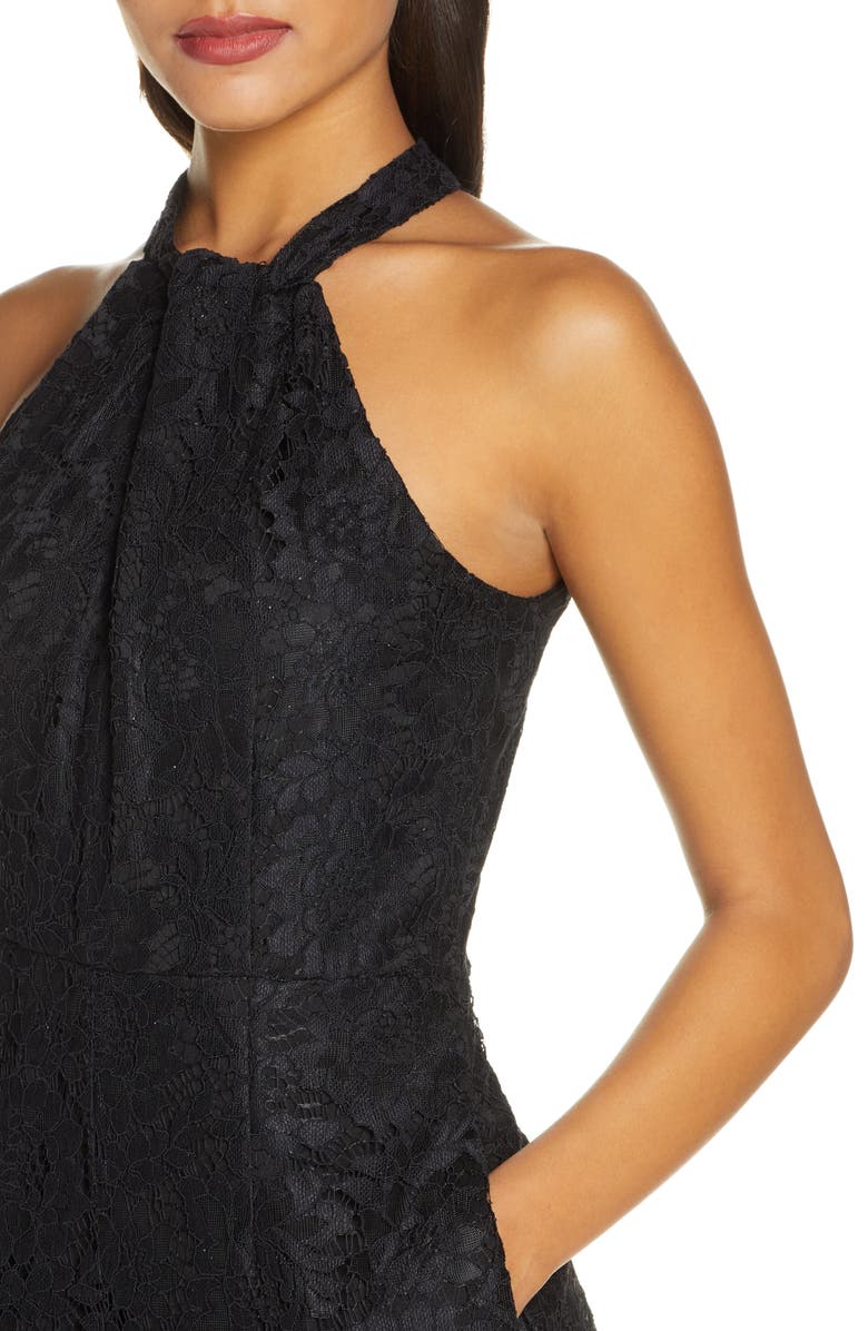 Julia Jordan Wide Leg Lace Halter Jumpsuit, Alternate, color,