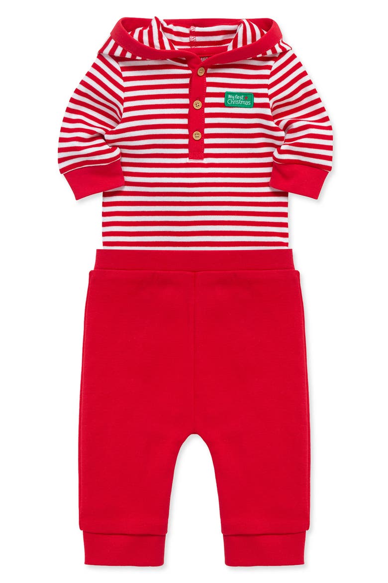 Kids' First Christmas Hooded Bodysuit & Pants Set, Alternate, color, RED