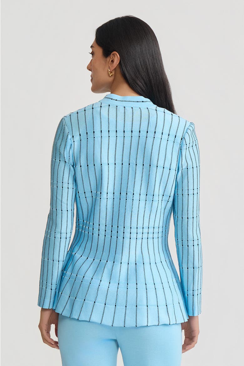 Tailored Dotted Stripe Peplum Knit Jacket, Alternate, color, Serene/Black