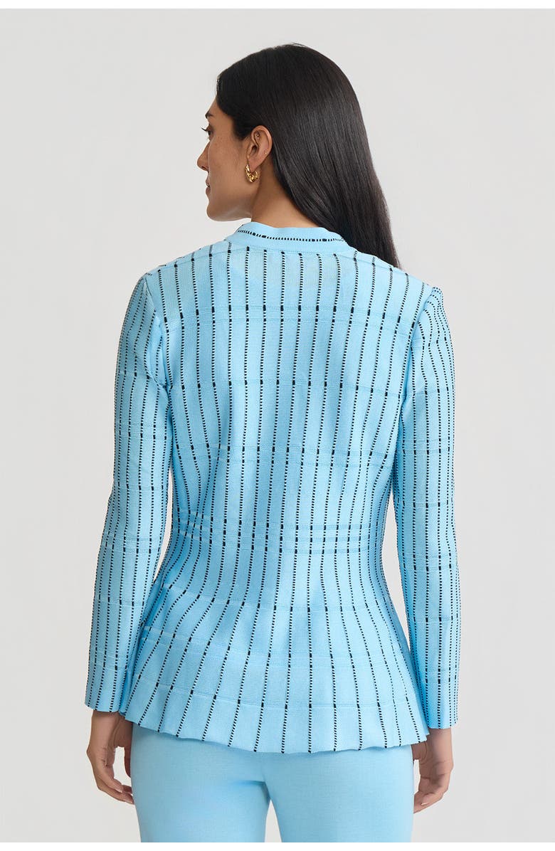 Ming Wang Tailored Dotted Stripe Peplum Knit Jacket, Alternate, color, Serene/Black