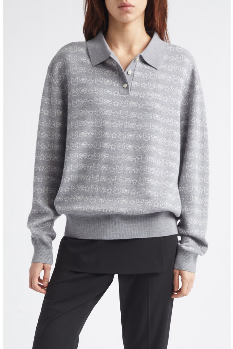 Woods Merino Wool Polo Sweater, Main, color, HEATHER GREY