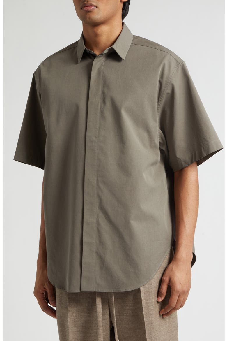 Classic Short Sleeve Button-Up Shirt, Alternate, color, WILLOW WILLOW
