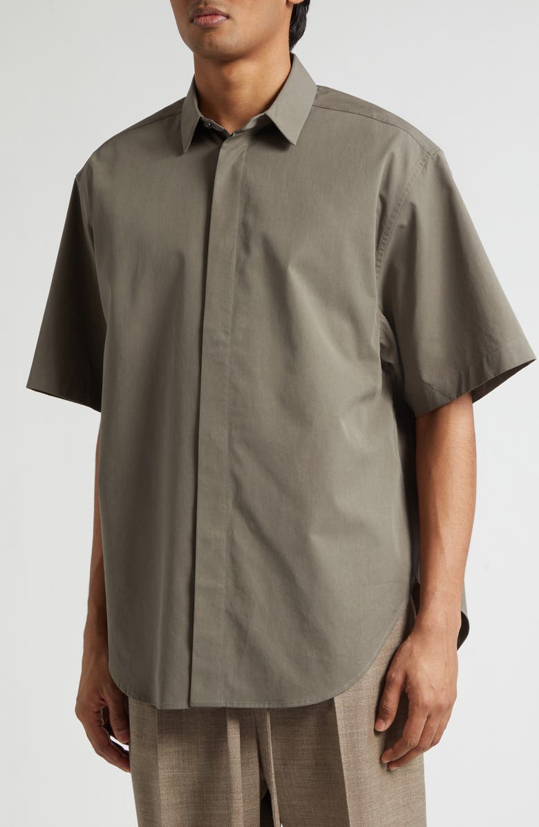 Fear of God Classic Short Sleeve Button-Up Shirt, Alternate, color, Willow Willow