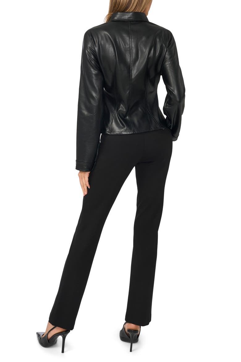 Faux Leather Long Sleeve Top, Alternate, color, RICH BLACK