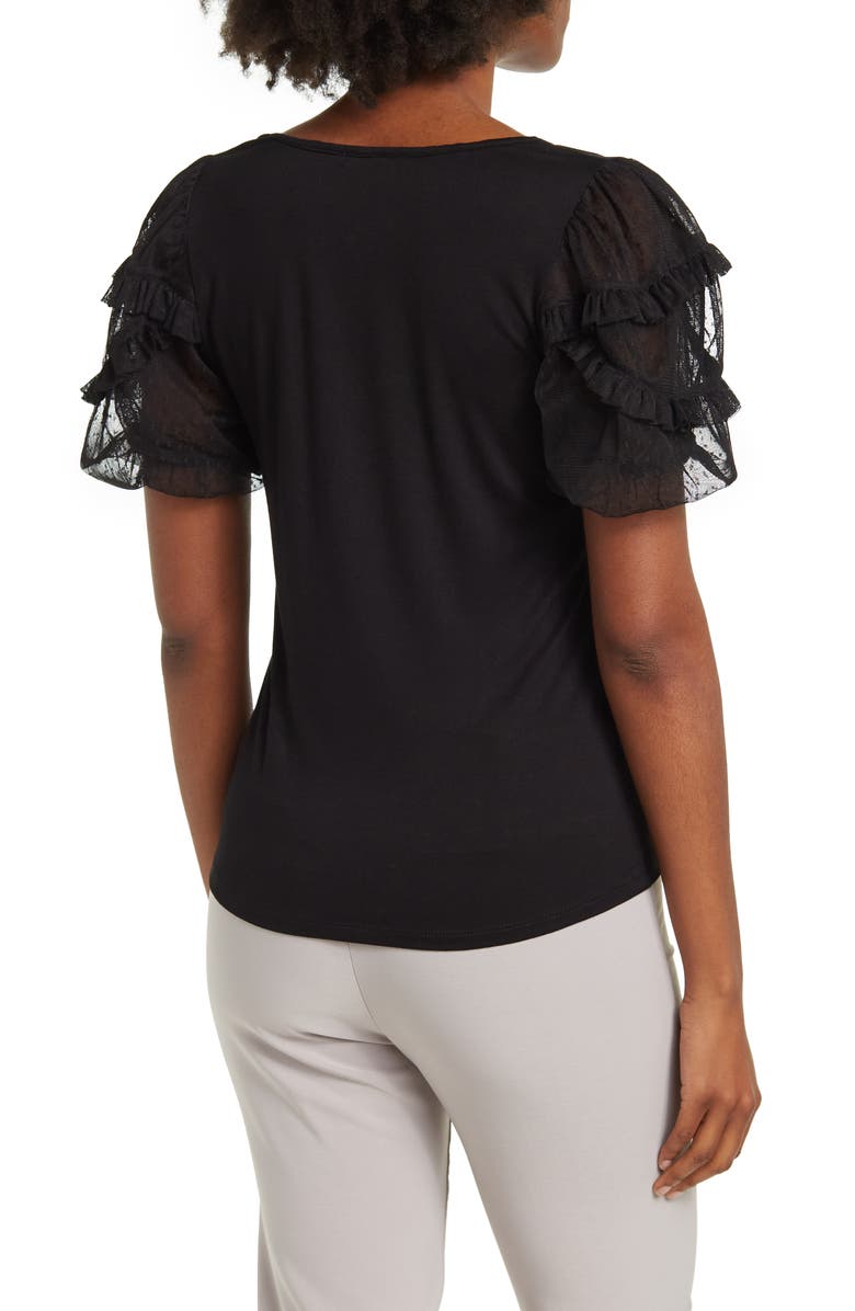 DR2 by Daniel Rainn Mesh Dot Puff Sleeve Top, Alternate, color,