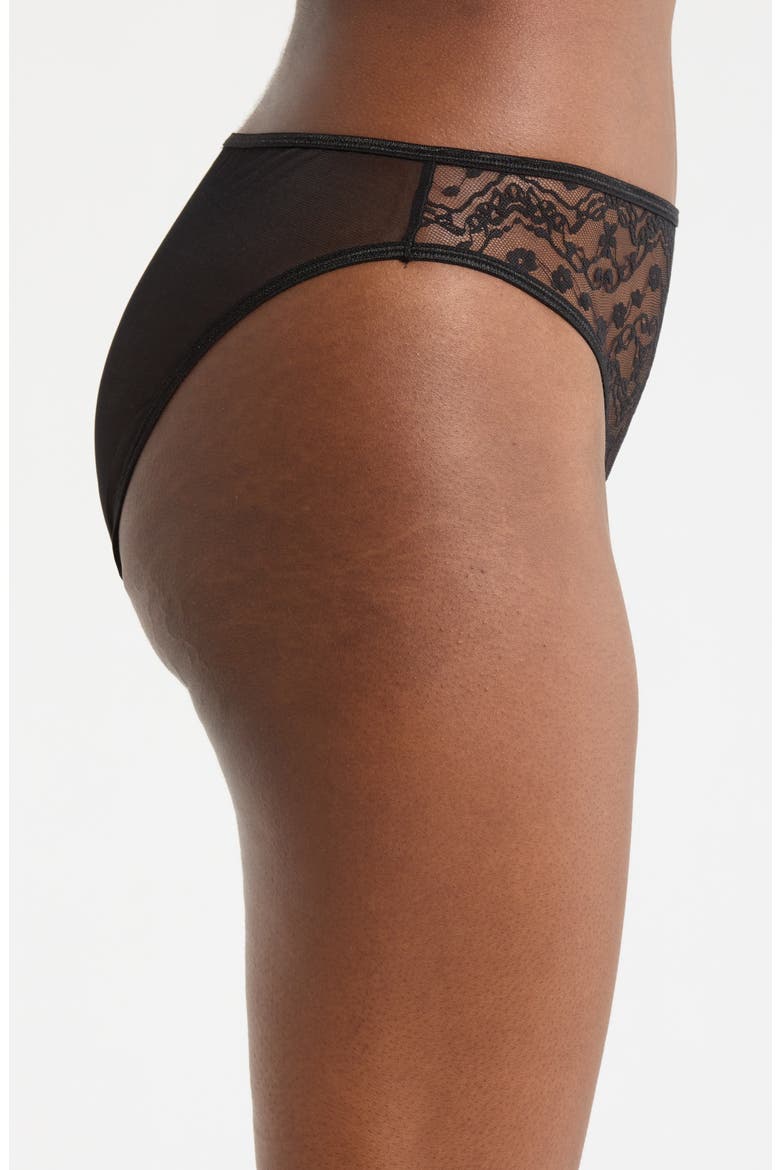 Embroidered Mesh Bikini, Alternate, color, BLACK