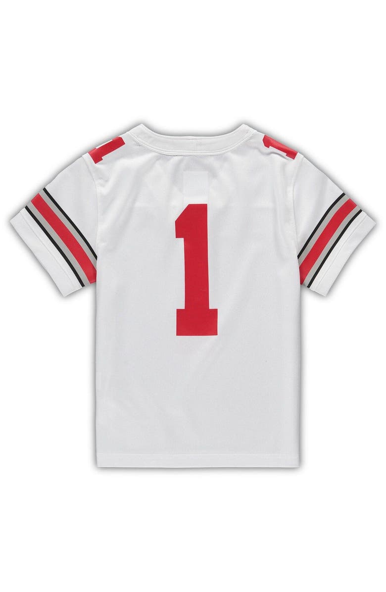 Nike Preschool Nike #1 White Ohio State Buckeyes Untouchable Football Jersey, Alternate, color, White