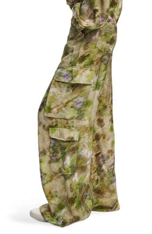 Desigual Abstract Floral Cargo Pants In Light Green