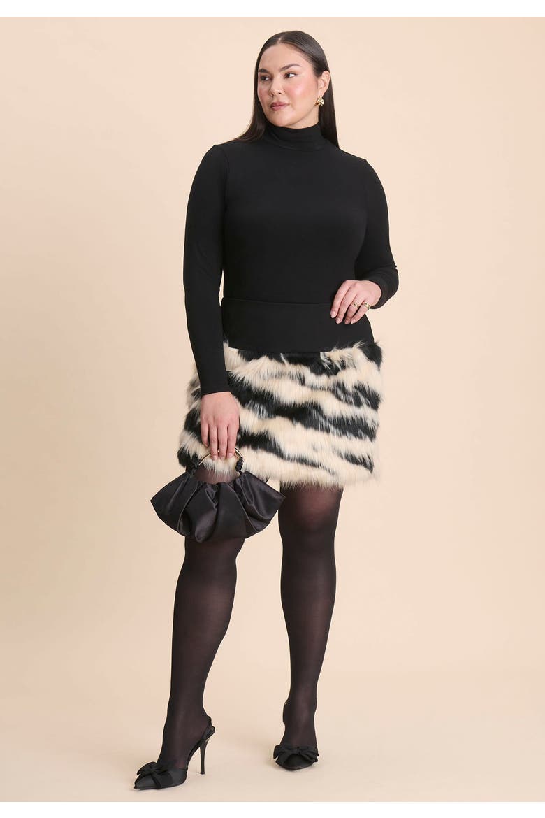 Faux Fur Mini, Alternate, color, BLACK WHITE