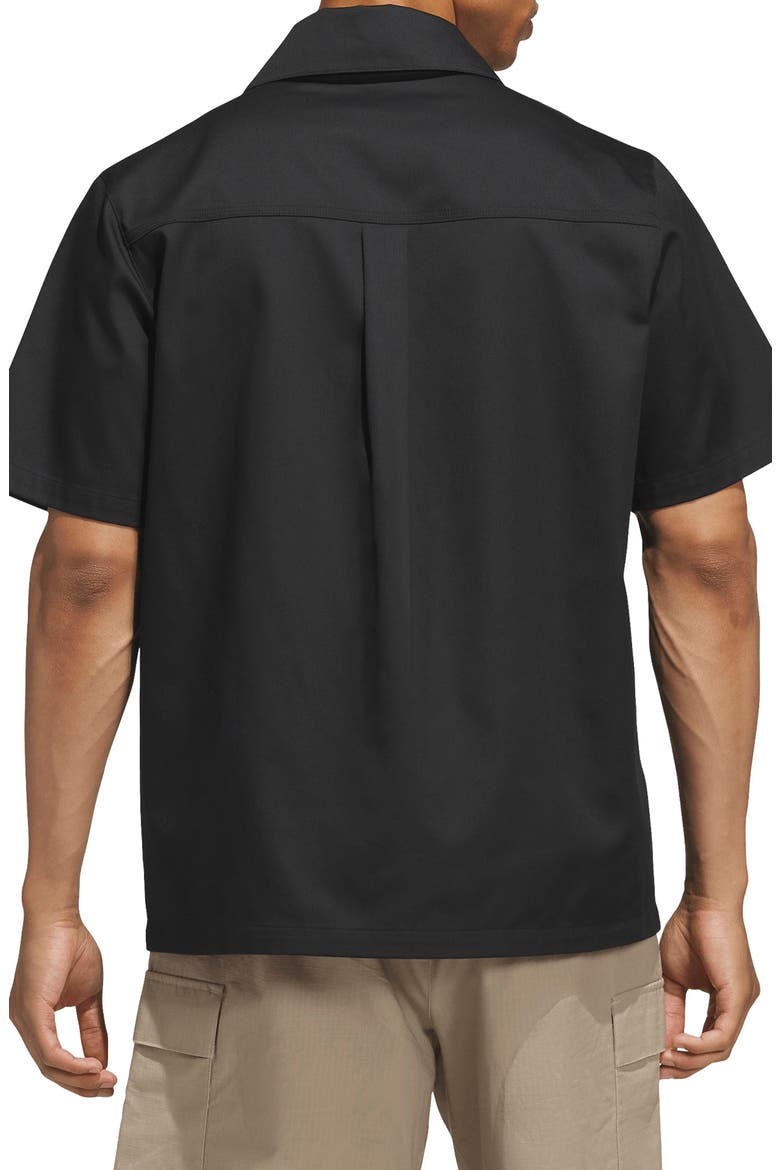 Short Sleeve Woven Camp Shirt, Alternate, color, BLACK