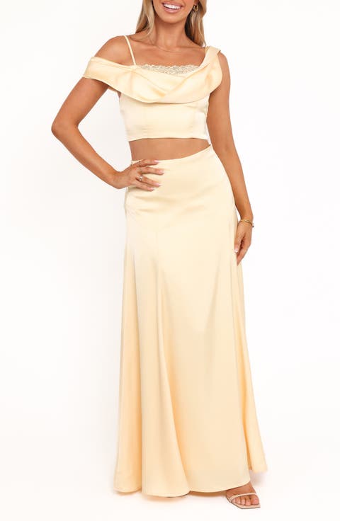 Marylin Cold Shoulder Crop Top & Maxi Skirt