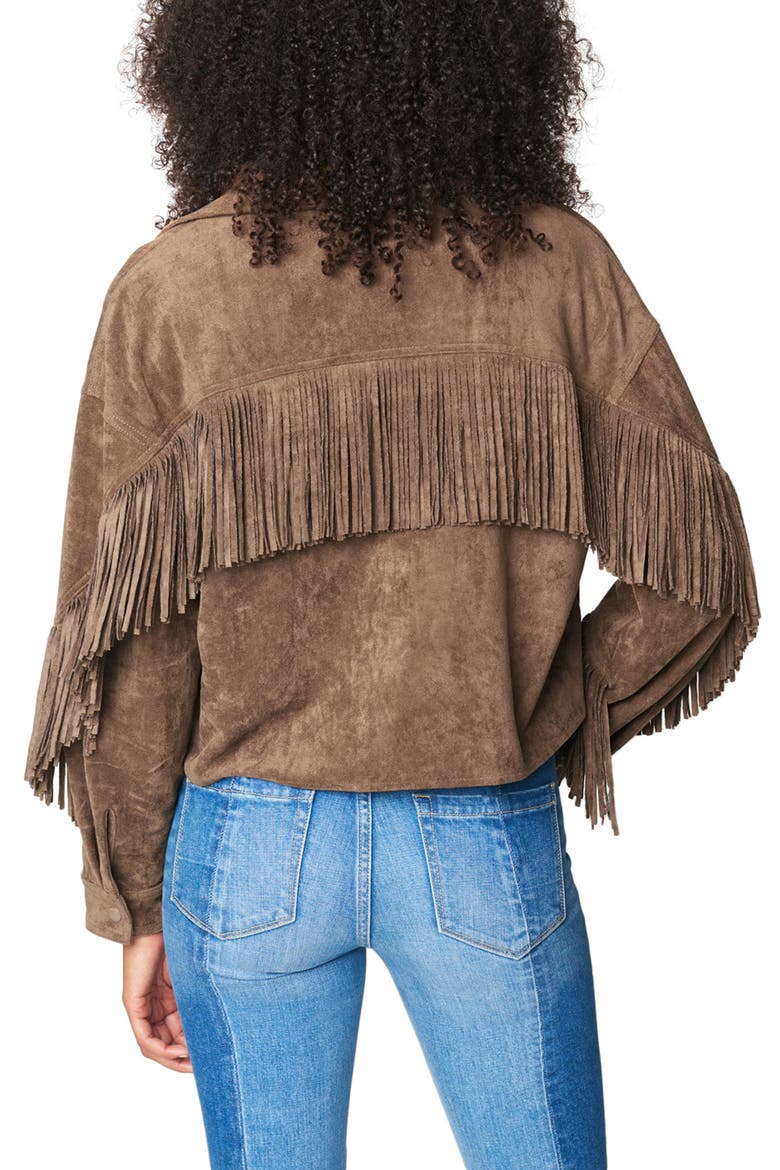Faux Suede Fringe Jacket, Alternate, color, HOT COCOA