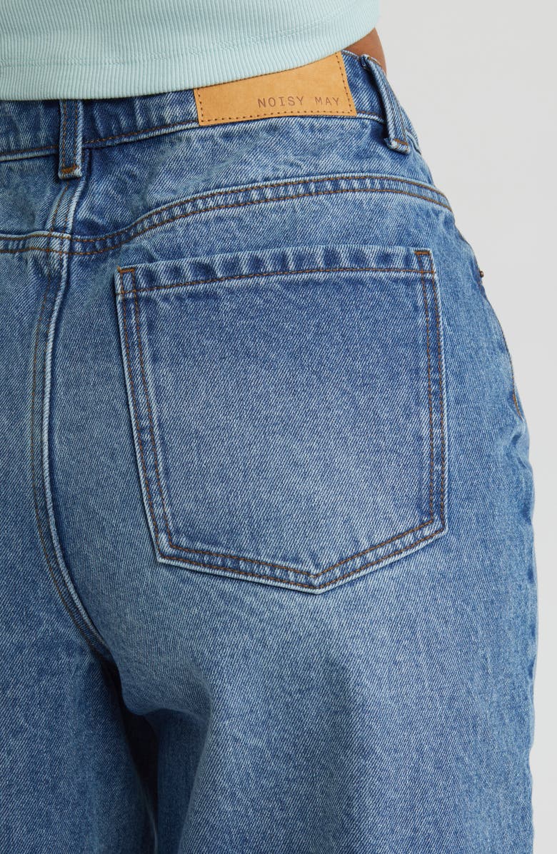 Noisy may Lila High Waist Loose Knee Length Denim Shorts, Alternate, color,