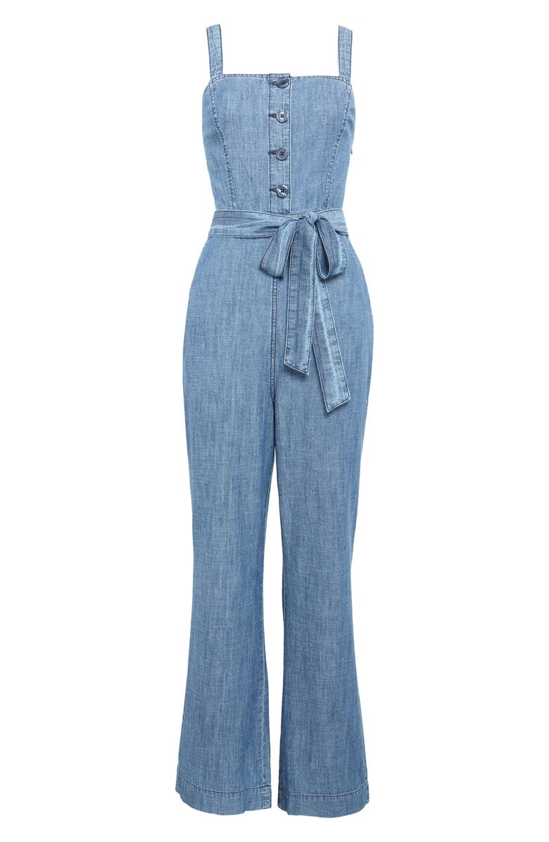 Rachel Parcell Sleeveless Chambray Jumpsuit, Main, color, 
