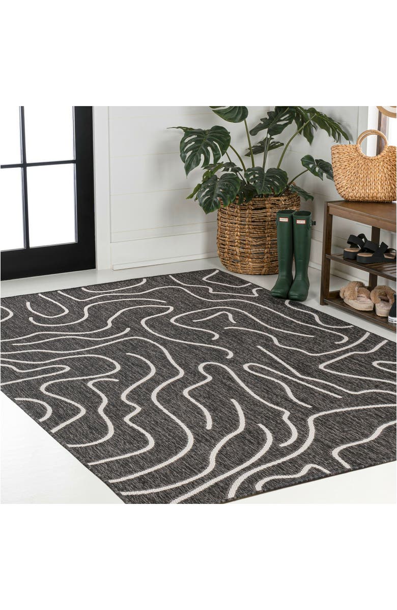 JONATHAN Y Nolan Modern Coastal Organic Shapes Indoor/Outdoor Area Rug, Alternate, color, Black/Cream
