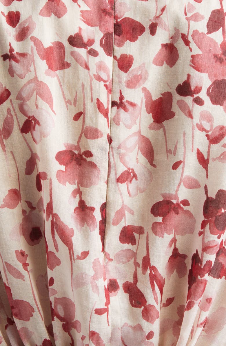 Max Mara Alibi Floral Canvas Midi Dress, Alternate, color, Tangerine