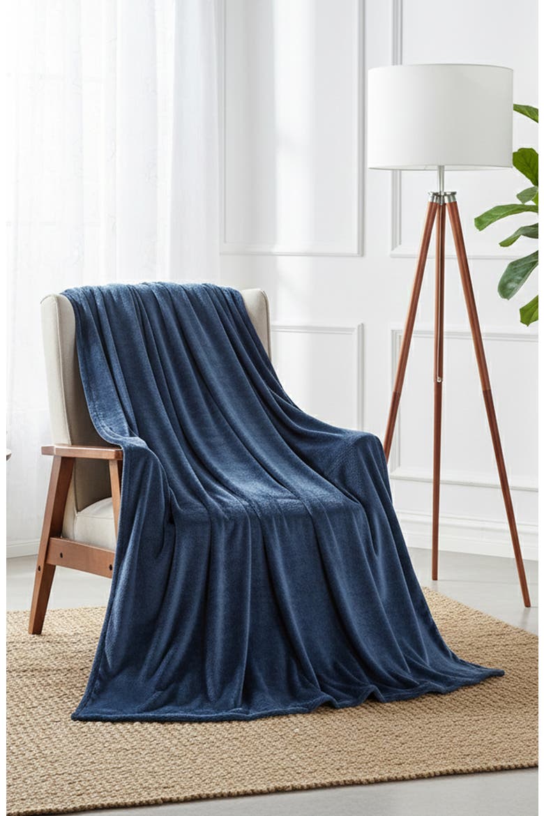 Plush Fleece Throw, Alternate, color, NAVY