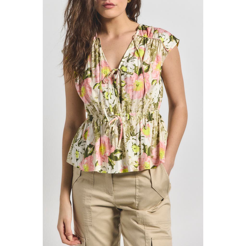 Derek Lam 10 Crosby Caroline Floral Double Tie Cotton Top