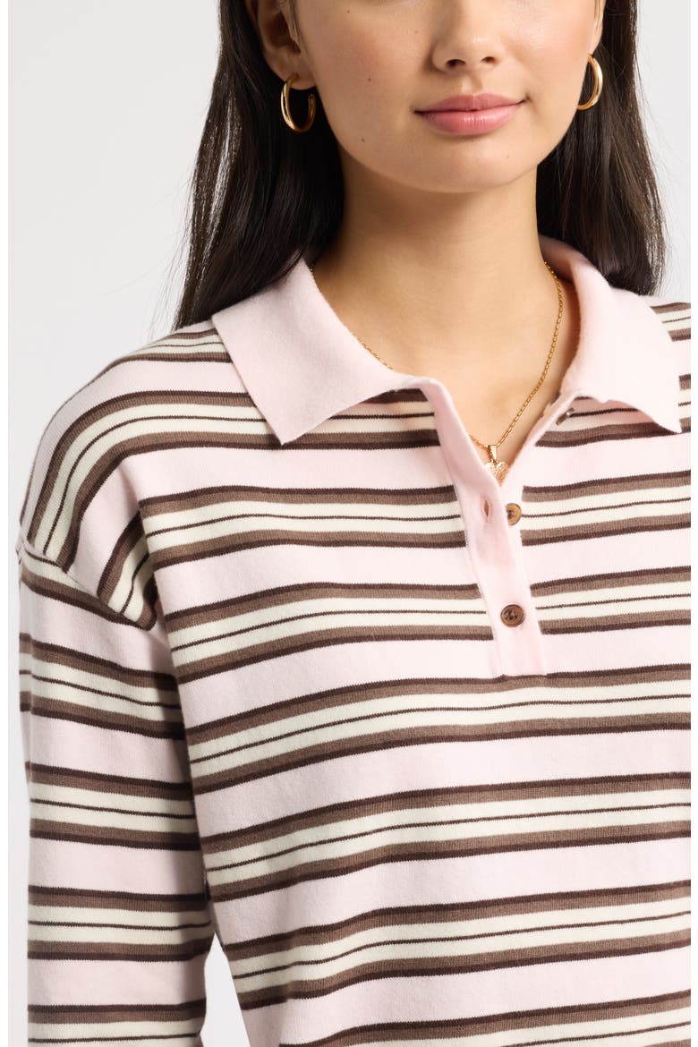 Striped Polo Sweater, Alternate, color, PINK D- IVORY HANNAH STRIPE