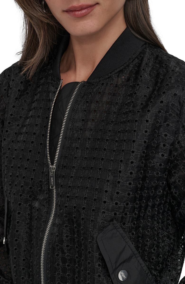 DKNY SPORTSWEAR Organza Eyelet Bomber Jacket, Alternate, color, 