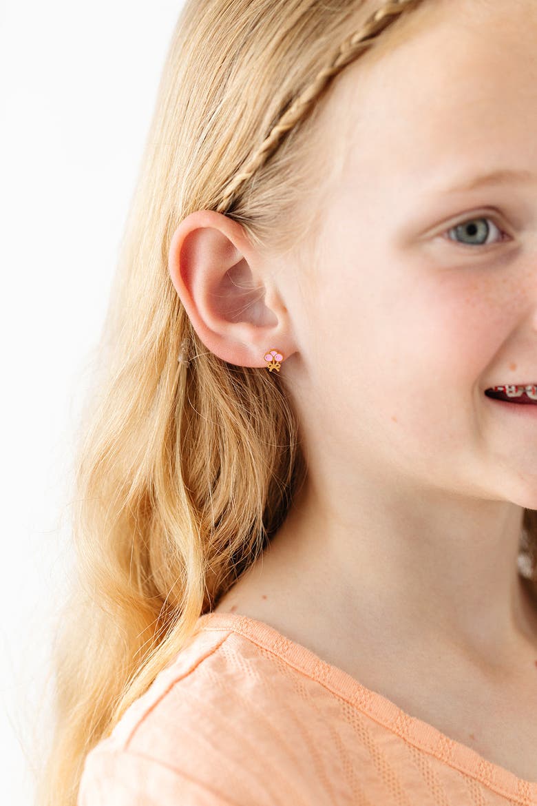 Girls' Balloon Flatback Stud Hypoallergenic Earrings, Alternate, color, Pink