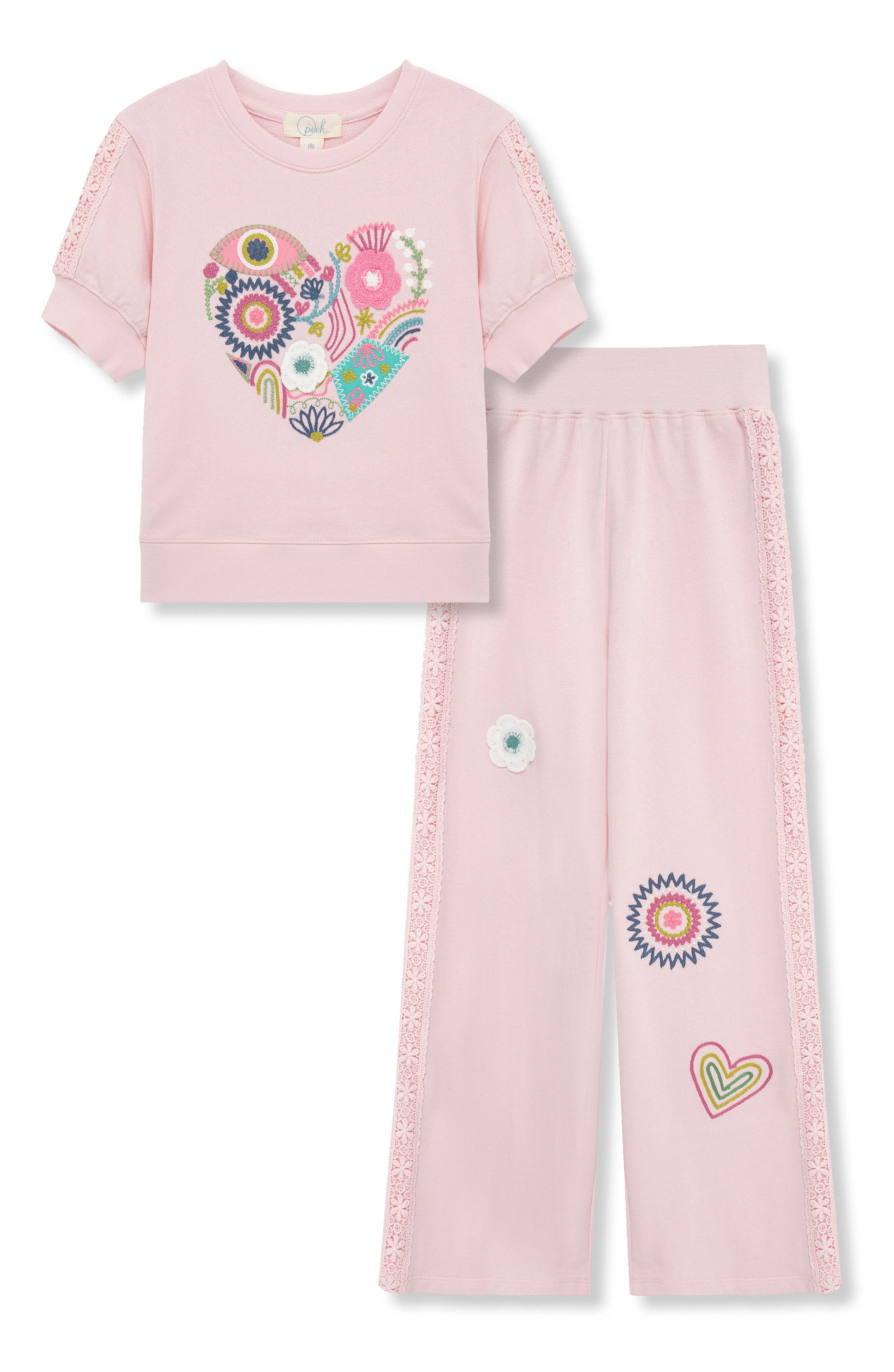Peek Aren't You Curious Kids' Embroidered Heart Top & Pants Set