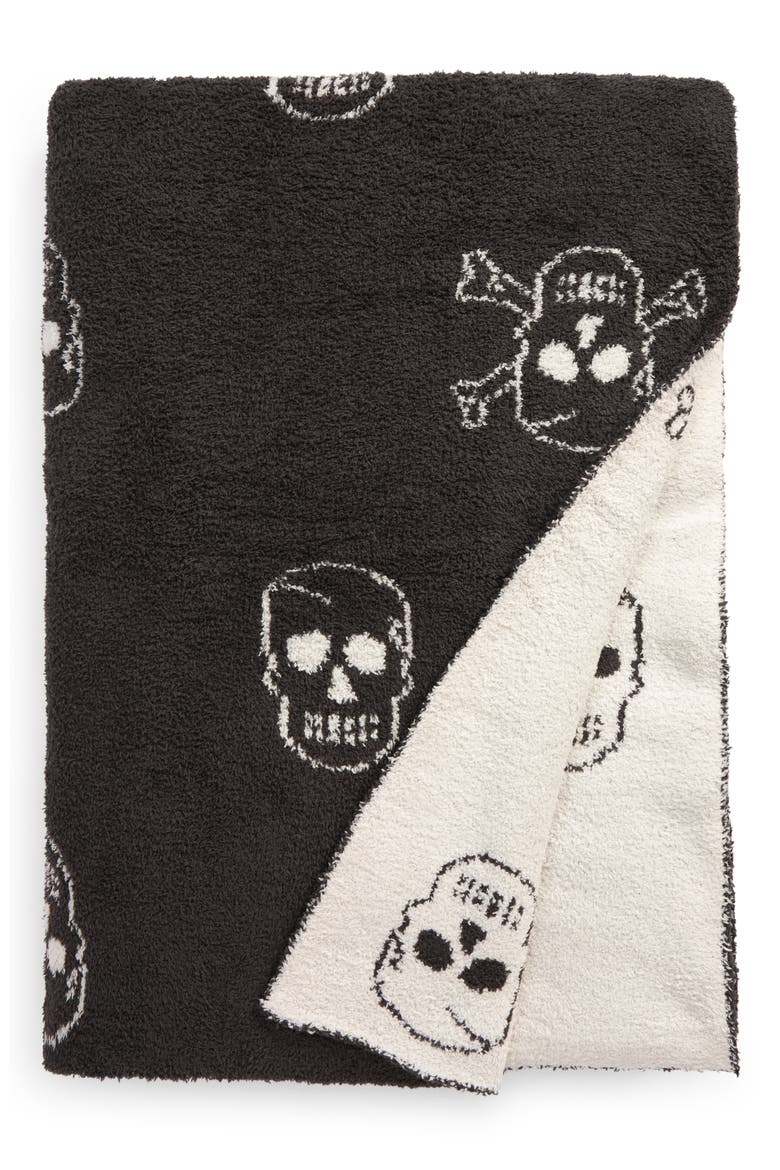CozyChic™ Skull Throw Blanket, Main, color, CARBON/ ALMOND