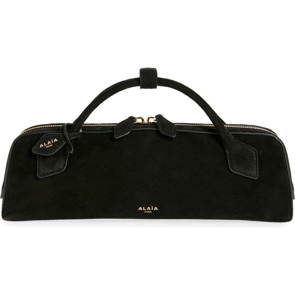 Alaïa Le Teckel Suede East/west Clutch In Noir