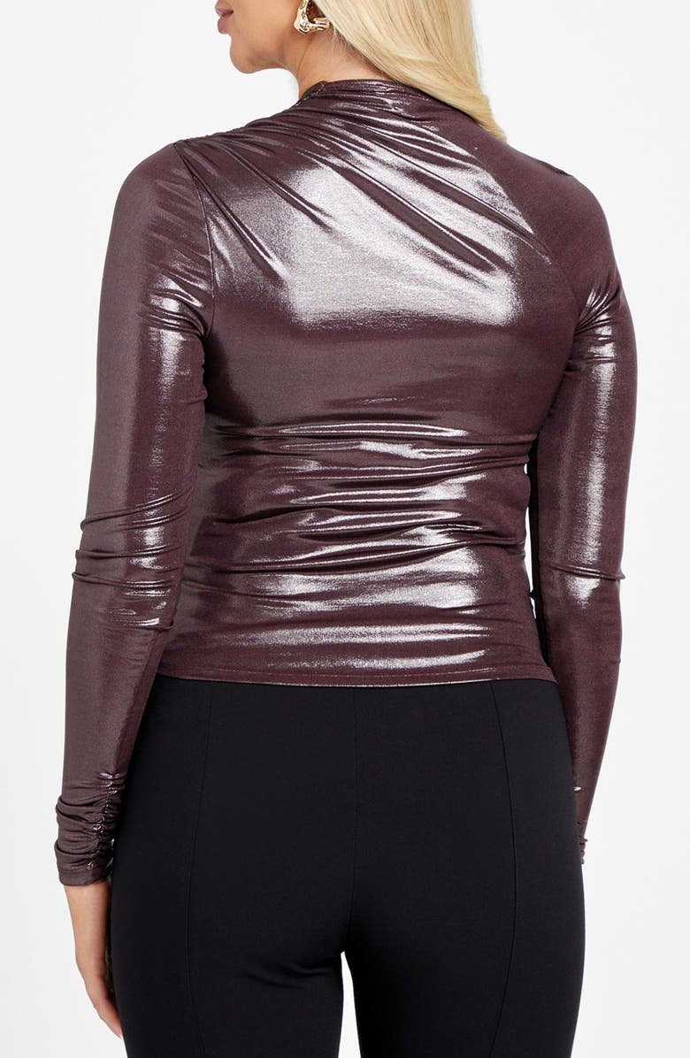 Marciano Metallic Asymmetric Neck Top, Alternate, color, Plum