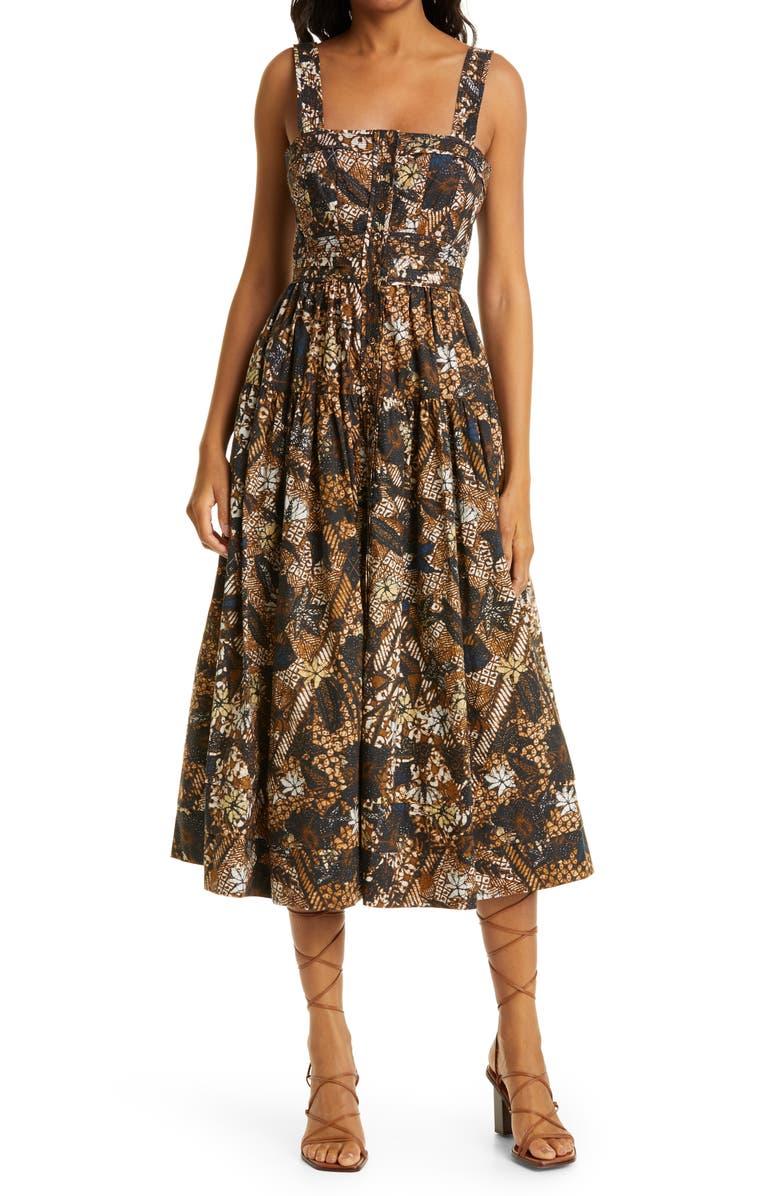 Ulla Johnson Isabela Floral Print A-Line Dress, Main, color, 