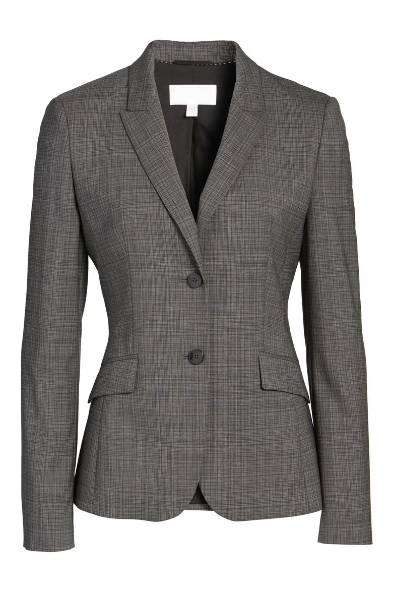 Julea Plaid Stretch Wool Blazer, Alternate, color, GREY CHECK FANTASY