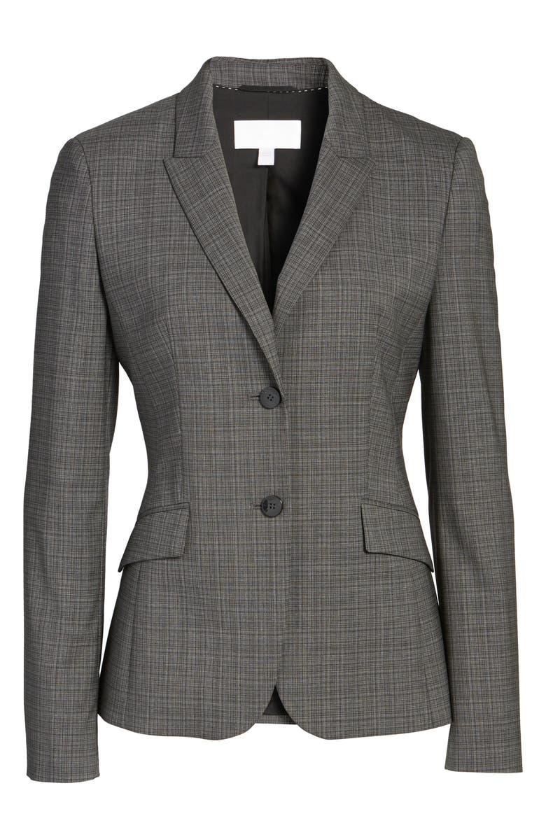 BOSS Julea Plaid Stretch Wool Blazer, Alternate, color, 