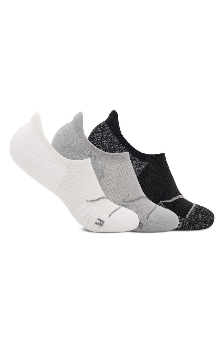 HOKA Invisible Assorted 3-Pack No-Show Socks, Alternate, color, White / Stellar Grey / Black