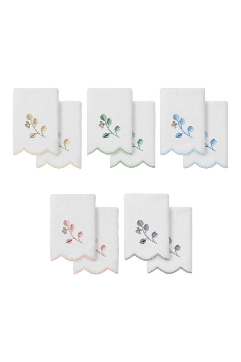 2-Piece Wild Branch Turkish Cotton Fingertip Towel Set, Alternate, color, WHITE/ GRAY