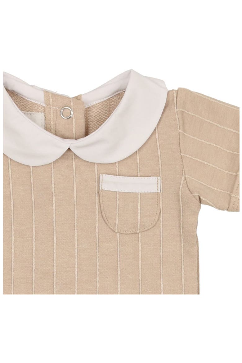Raised Stripe Short Sleeve Top & Shorts Set, Alternate, color, BEIGE