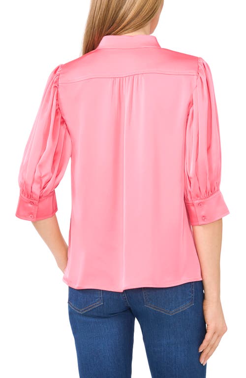 Cece Ruched Sleeve Hidden Placket Top In Confetti