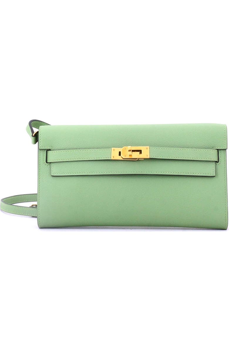 Pre-Owned Hermes Kelly To Go Wallet Evercolor, Main, color, Vert Criquet