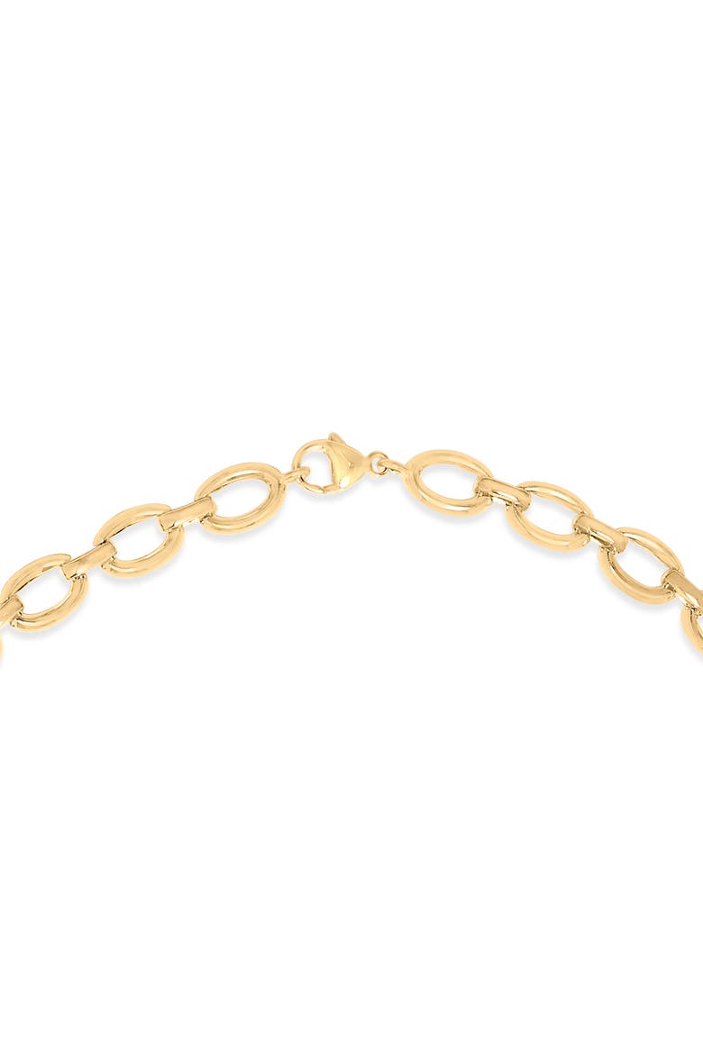 Gold Vermeil 1/4 Cttw Diamond Bold Oval Link Necklace, Alternate, color, Silver