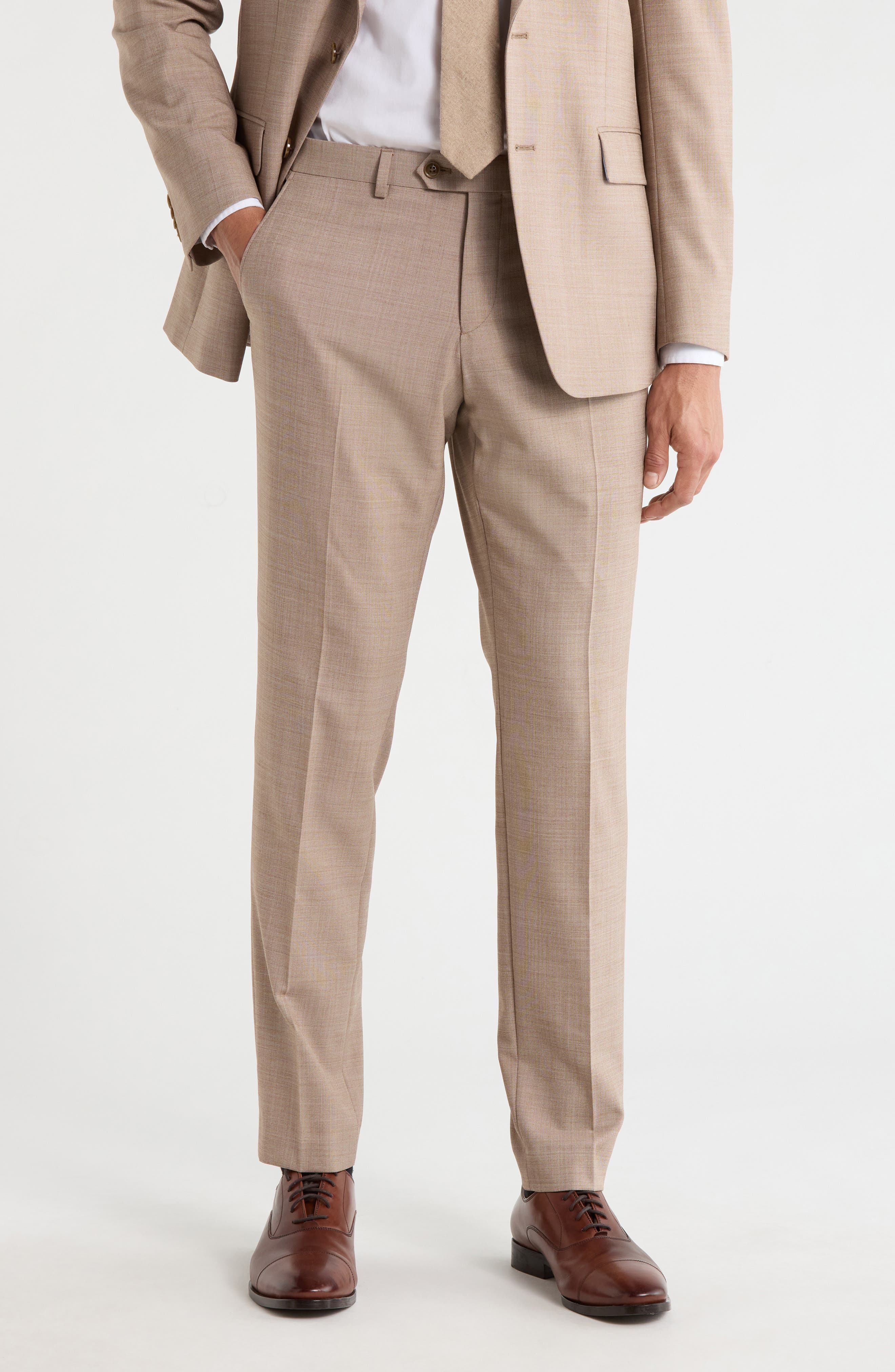 Tan Wool Blend Dress Pants