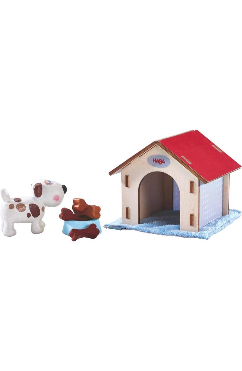 HABA Little Friends Dog Lucky - Pet Toy Figure with Doghouse & Wooden Bones, Main, color, Multi