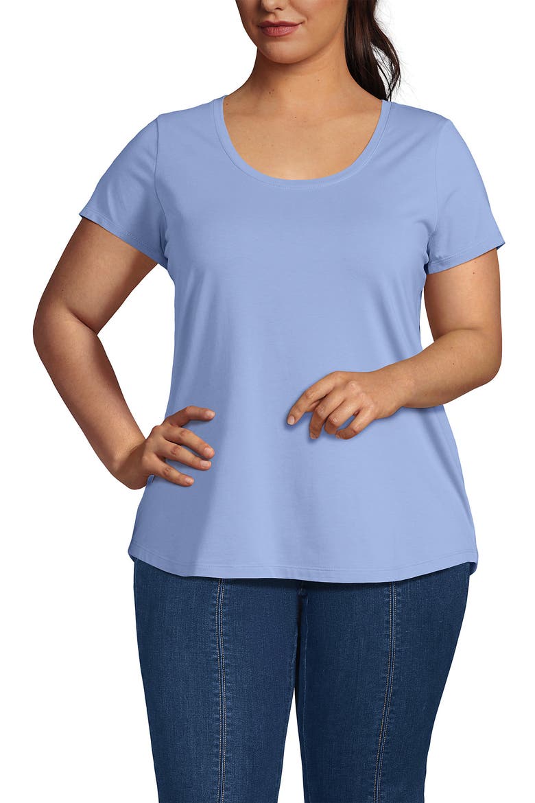 Plus Size Short Sleeve Lightweight Jersey Scoop Neck T-shirt, Main, color, Light Sea Blue