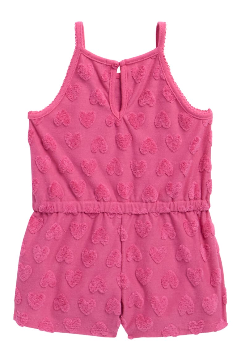 Kids' Terry Cloth Heart Romper, Alternate, color, HIBISCUS