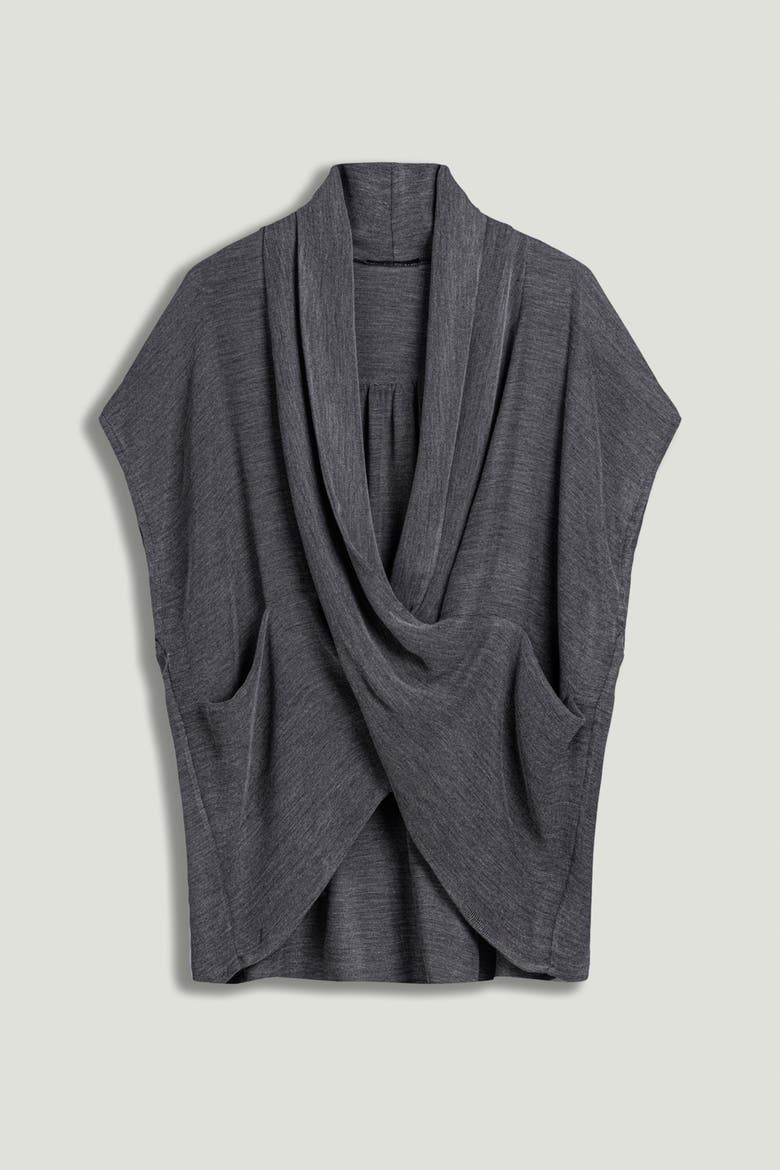 Draped Wrap Blouse, Alternate, color, Grey