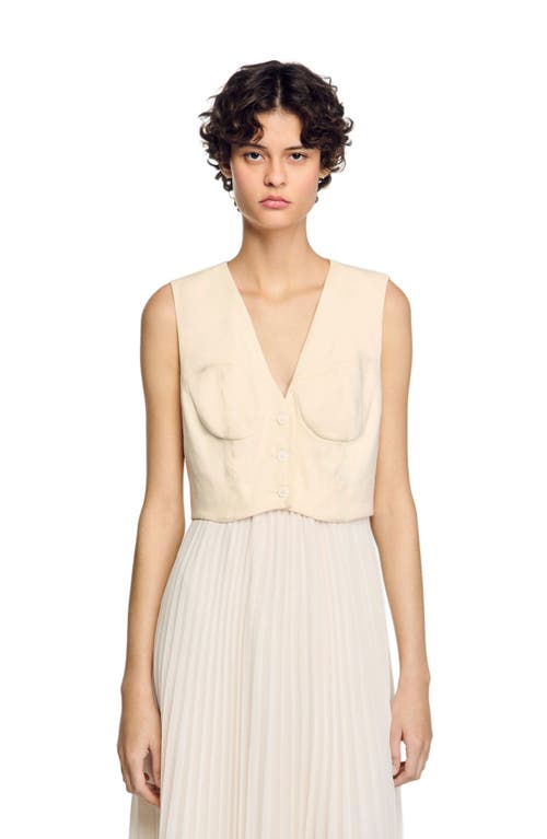 Sandro Pleated Maxi Dress In Ecru
