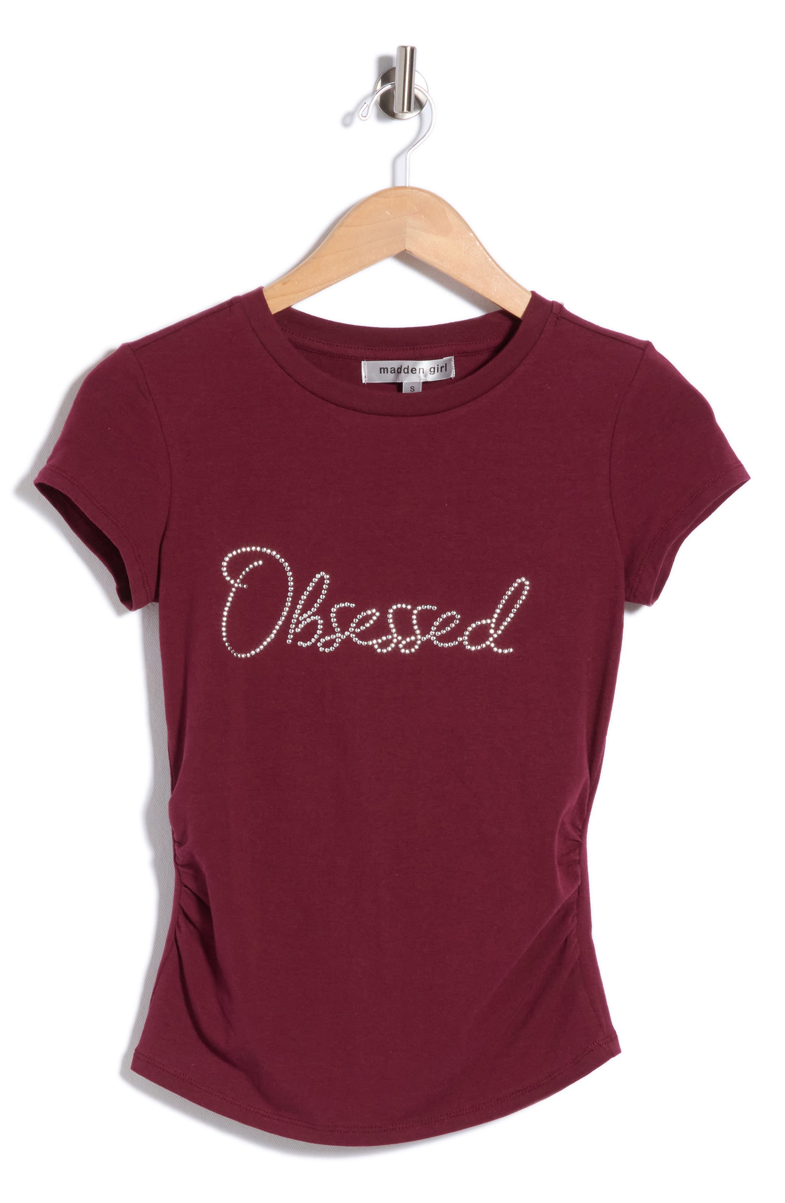 Obsessed Rhinestone Ruched Side T-shirt