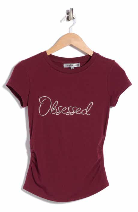 Obsessed Rhinestone Ruched Side T-shirt