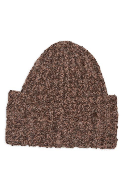 Moncler Logo Patch Wool & Alpaca Beanie In Brown