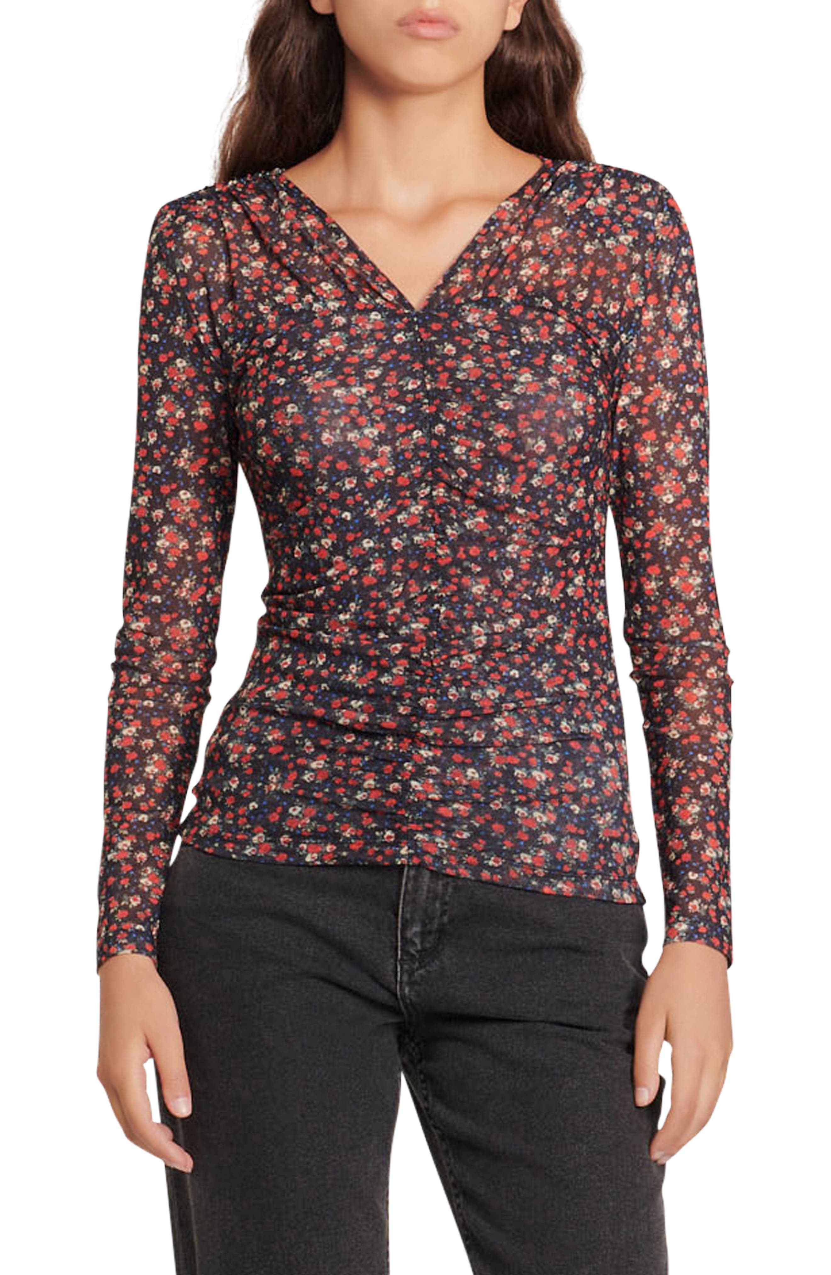 SANDRO Bethanie Floral Long Sleeve Top
