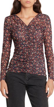 SANDRO Bethanie Floral Long Sleeve Top