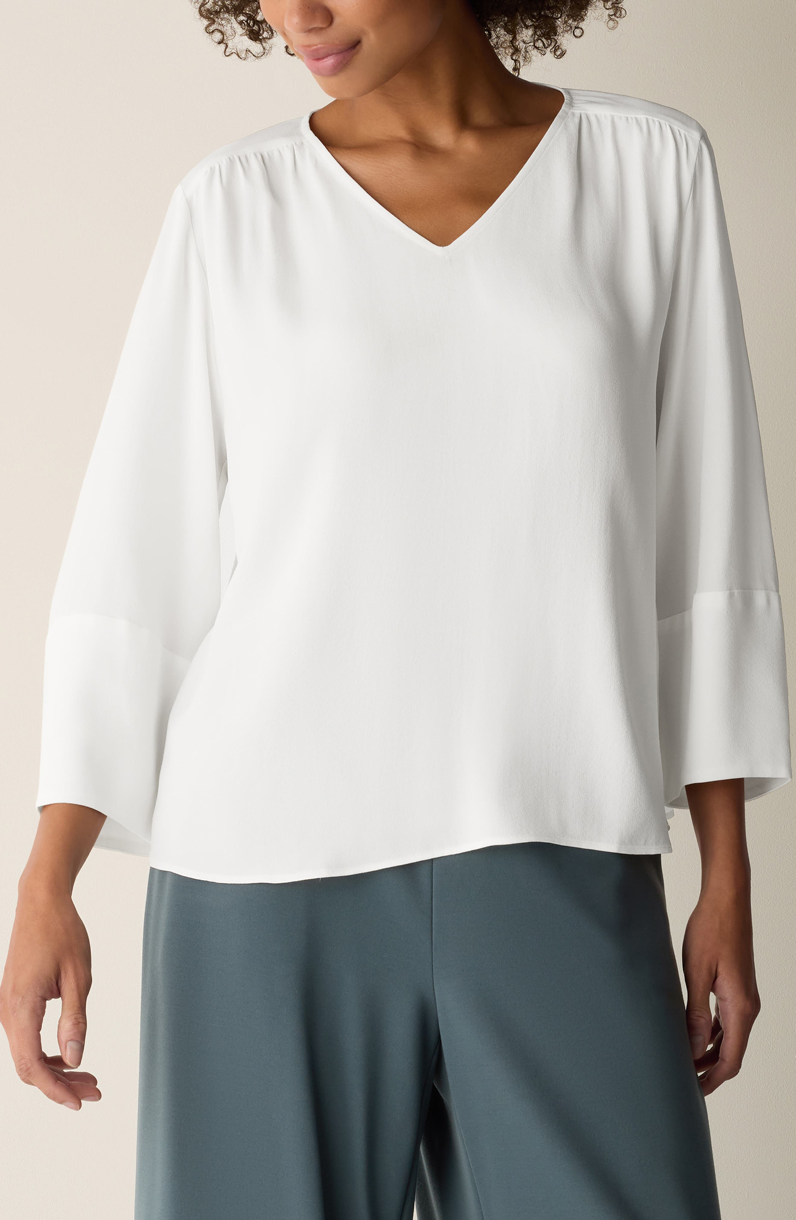 Lantern Sleeve Silk Top - image 3